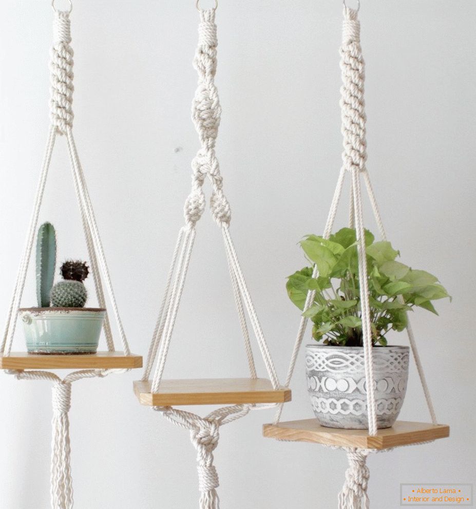 Shelves from macrame