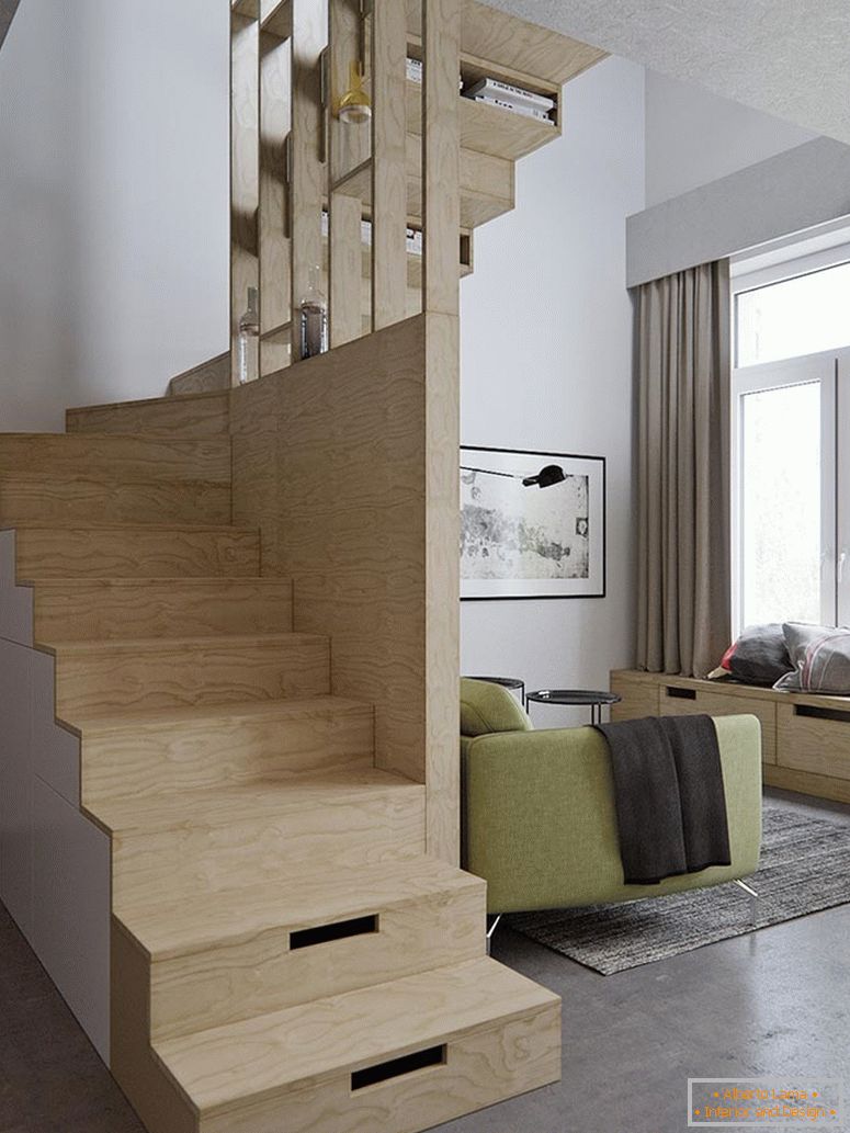 Staircase in a small two-level apartment