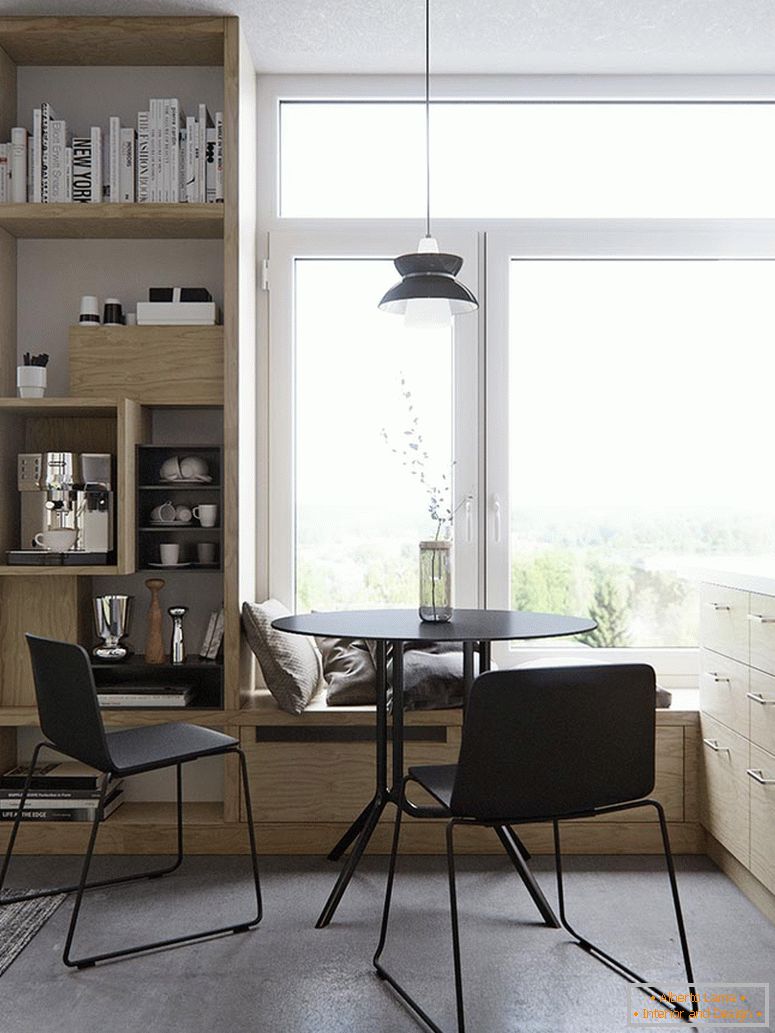 Dining area in a small two-level apartment
