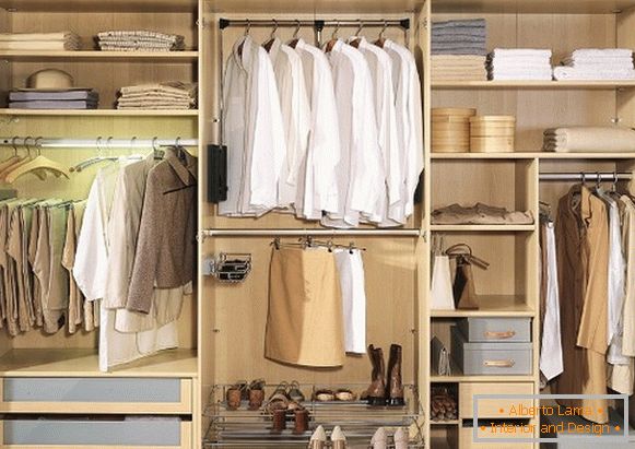 Open cupboard with drawers