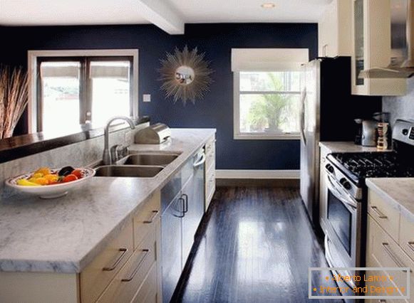 Dark blue kitchen design