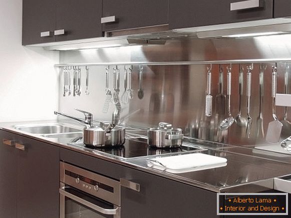 Modern kitchen design with metal details