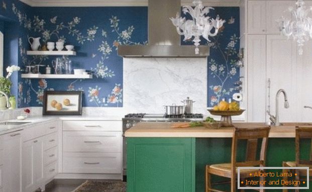 wallpaper with a floral print in the style of Provence
