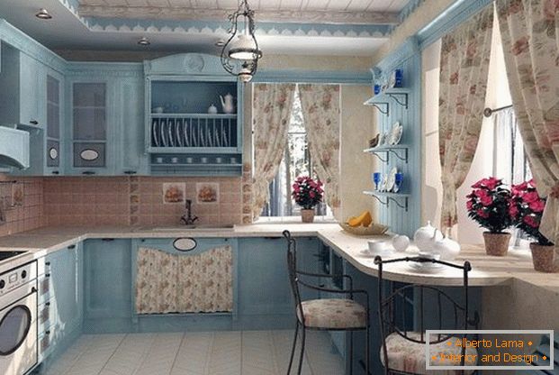 small kitchen in the style of Provence