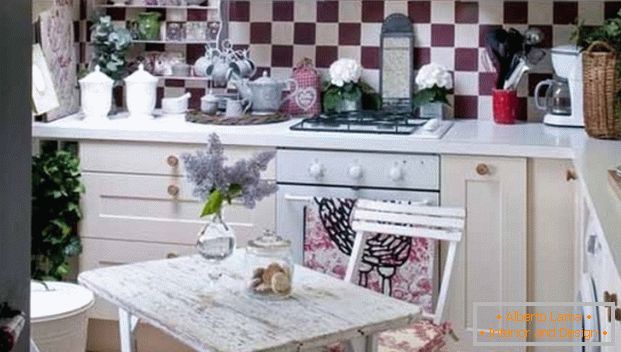 small kitchen in the style of Provence in Khrushchev фото