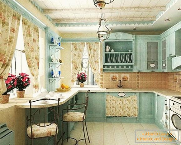 design of a small kitchen in the style of Provence 4 