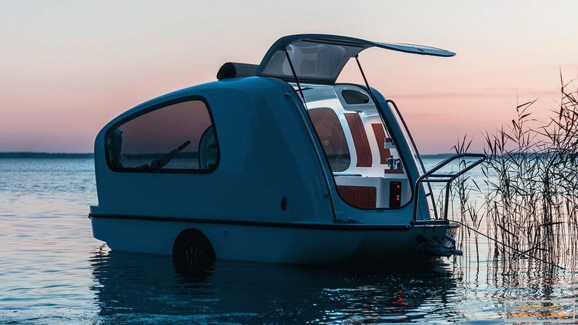Small boat on wheels - camper Sealander