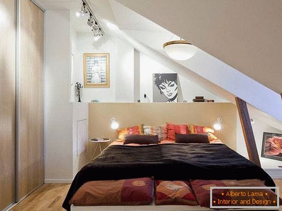 Bedroom in loft apartment