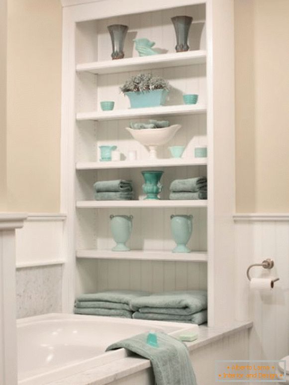Shelving unit for storing towels in the bathroom