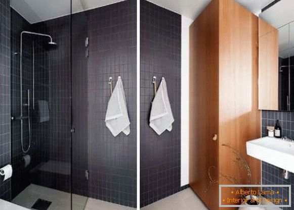 Small apartment studio - bathroom interior design on the photo