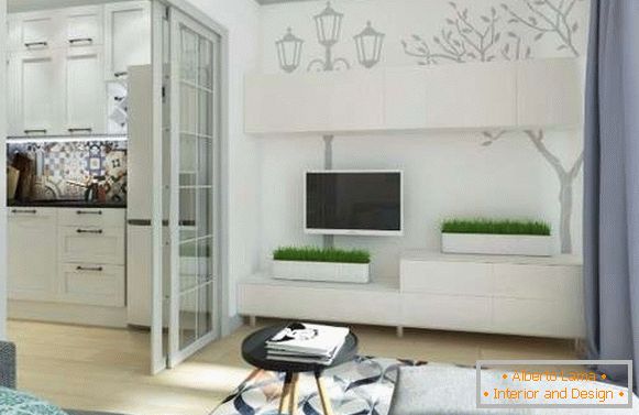 Design of a small studio apartment of 25 sq m - photo of the living room