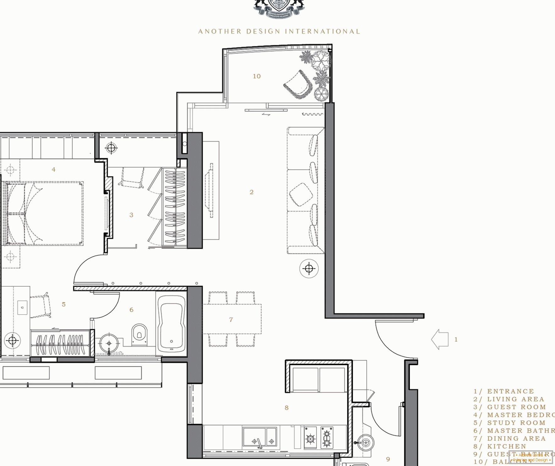 The layout of a small studio apartment