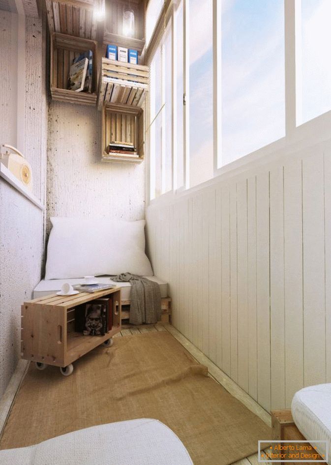 Storage boxes on the balcony