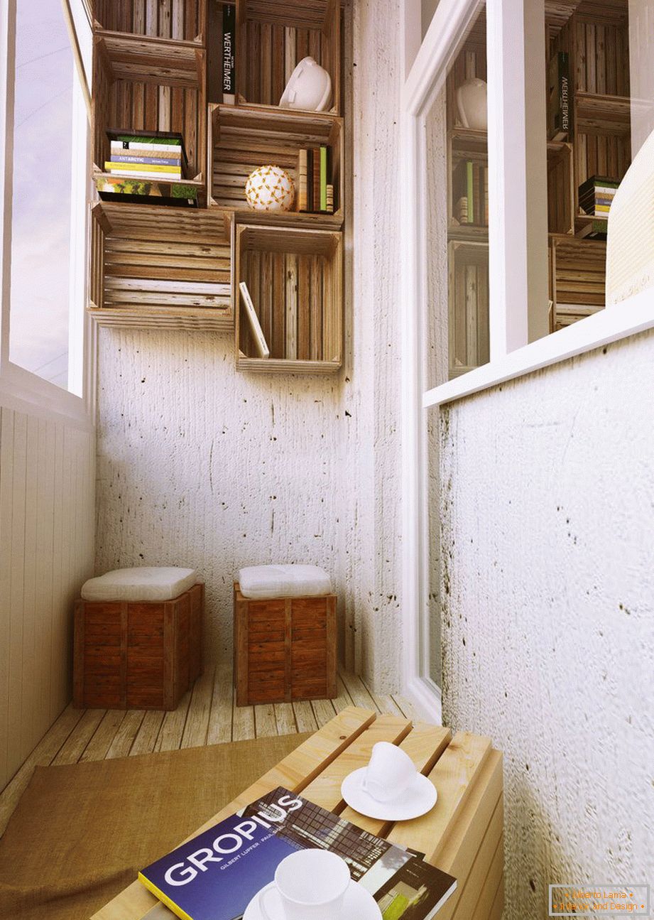 Storage boxes on the balcony