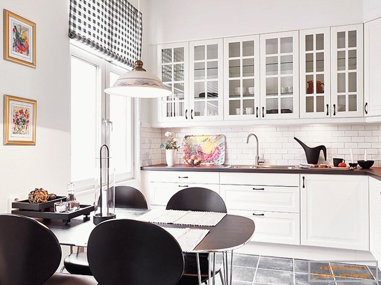 Kitchen interior in black and white