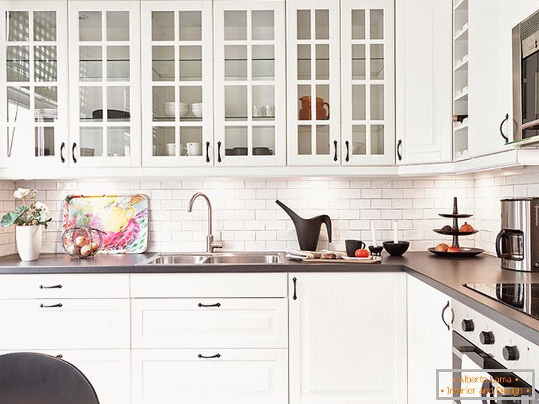 Kitchen interior in black and white