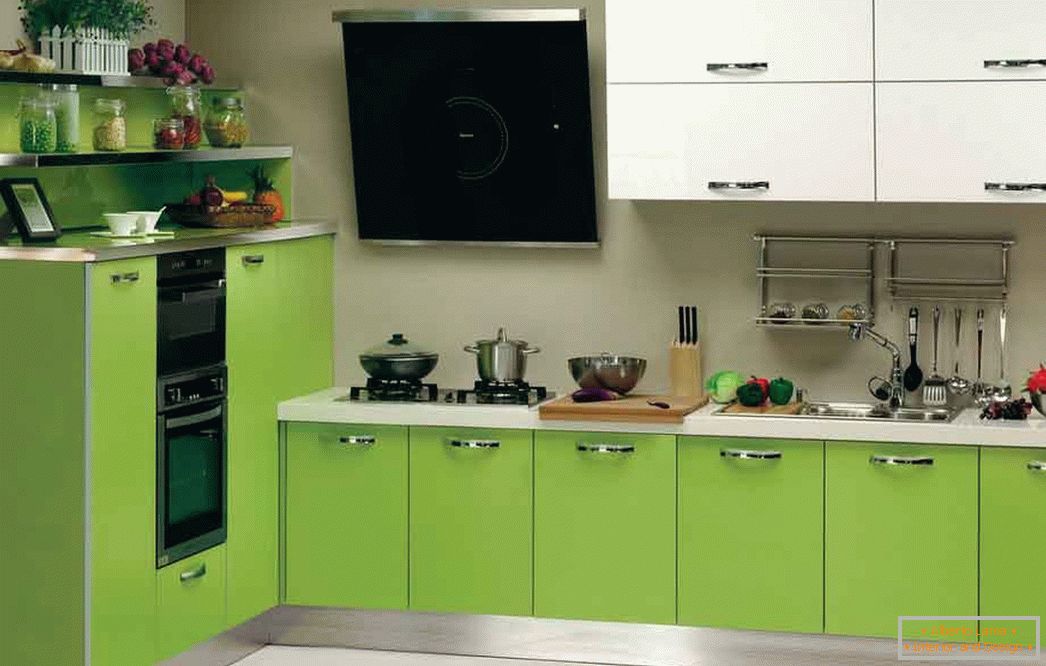 Brightly green kitchen