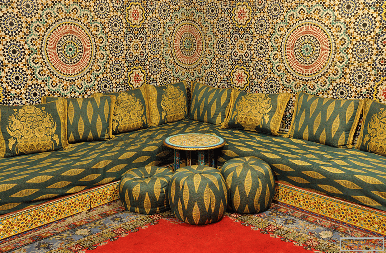 Corner sofa with ottomans in oriental style