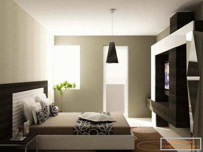 The bedroom in high-tech style can also be cozy and family-warm, the main thing is to choose the right color.