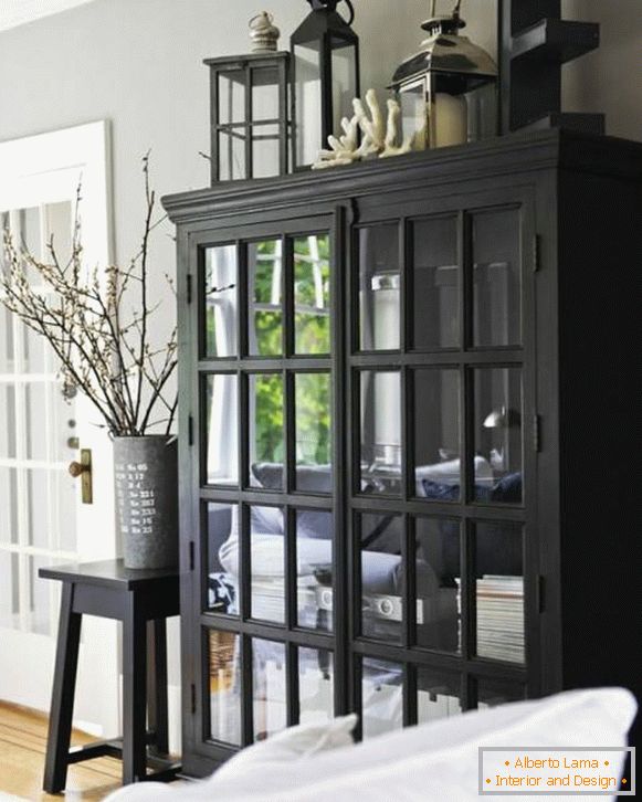 Stylish black wardrobe for the living room