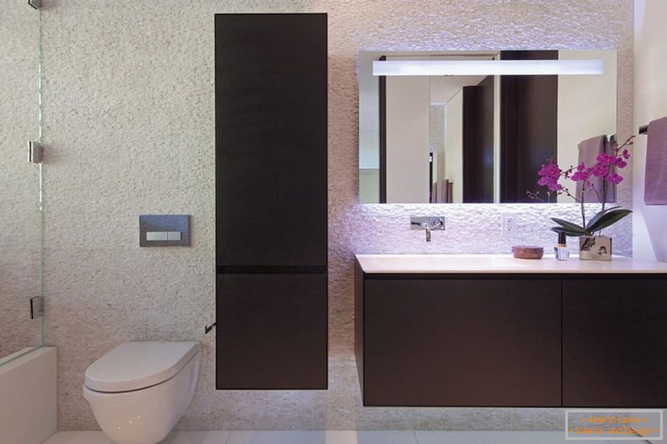 Bathroom furniture in dark wood