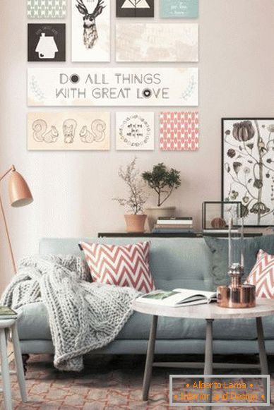 Living room in gray tones