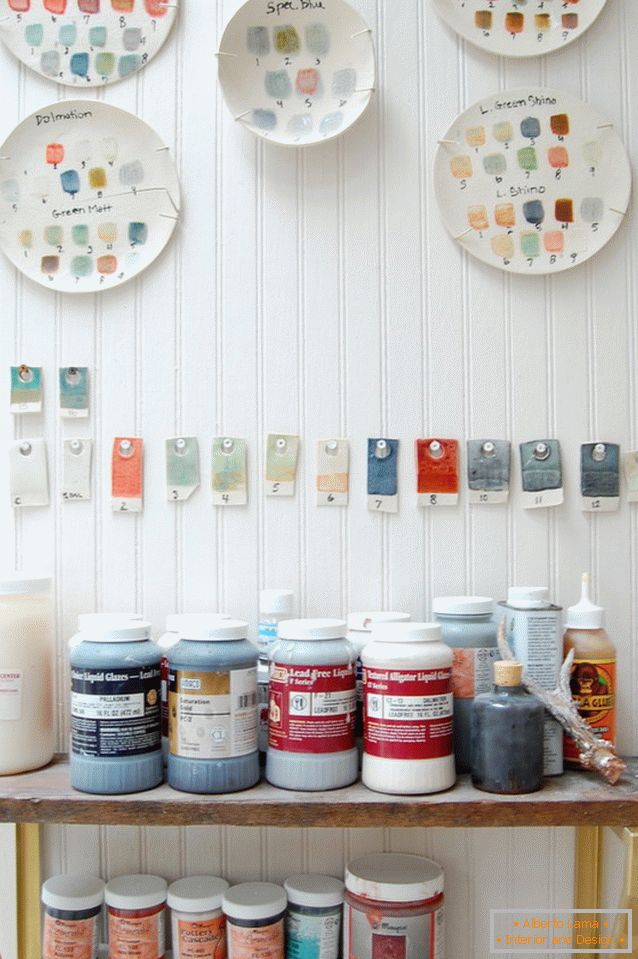 Paints for ceramics in the workshop