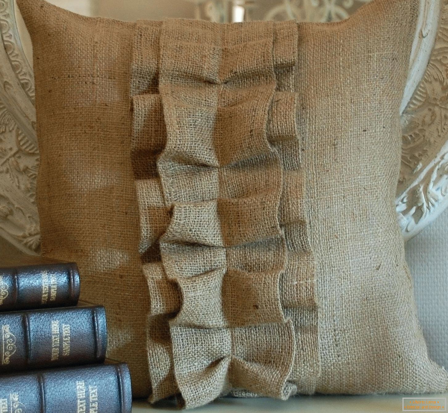 Books and a bag of burlap