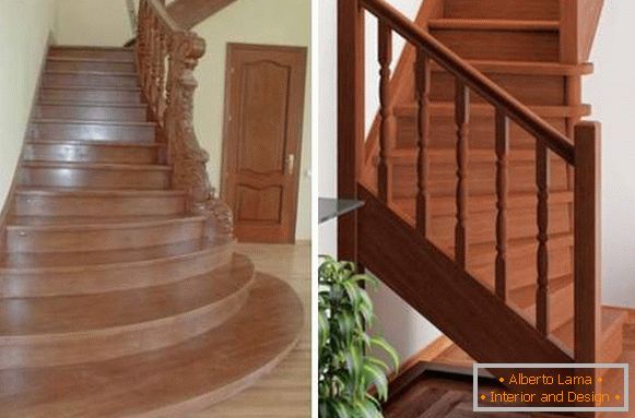 What are the wooden stairs in a private house - photos in different styles