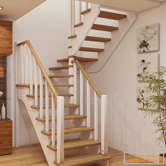 Types of stairs in a private house in form and materials