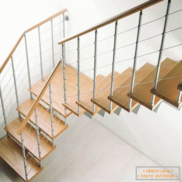 Metal staircase in a private house of modular construction