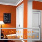 Orange walls and white doors