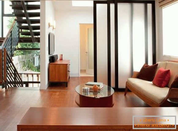 Glass sliding doors - photo of interior partitions