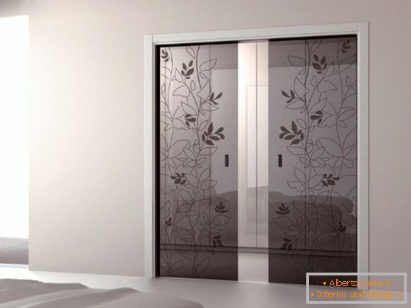 Sliding glass interior doors - a photo with a vegetable pattern
