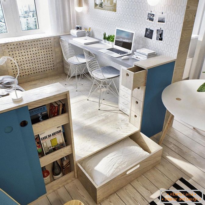 Cabinet of a small studio apartment in Moscow