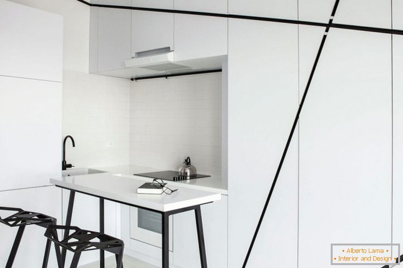 Kitchen of an unusual studio apartment in Poland