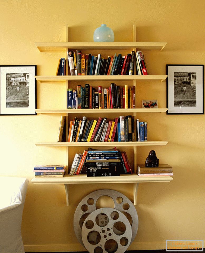 Creative book shelving in an apartment for a girl