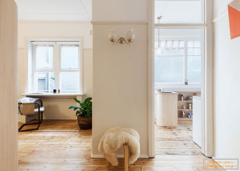 Interior of a small apartment in light colors