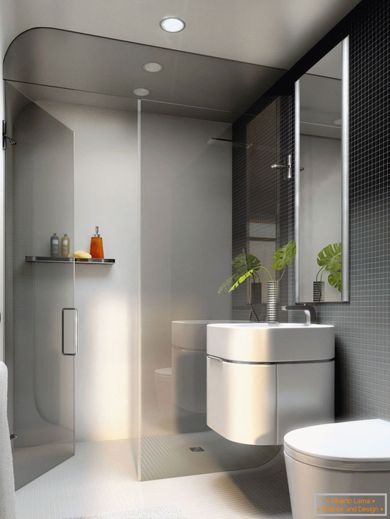 Stylish bathroom with shower