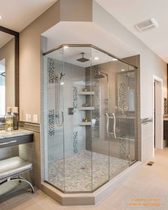 Stylish shower cabins - photo in the bathroom interior