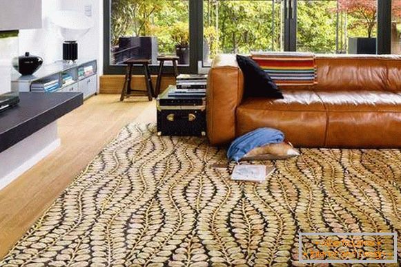 Beautiful carpets in the living room with floral patterns