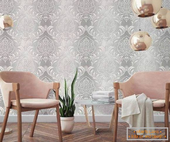 Modern wall-paper with a picture damask