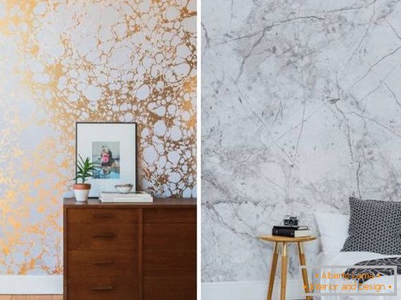 Novelties in the design of wallpaper in 2016 - a photo of marble