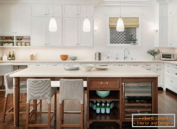 Kitchen island combined with a dining table