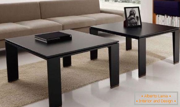 Black coffee tables in the living room