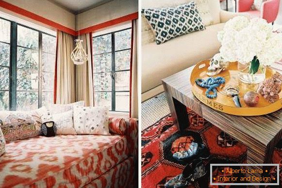 Fashionable orange-red color in the interior