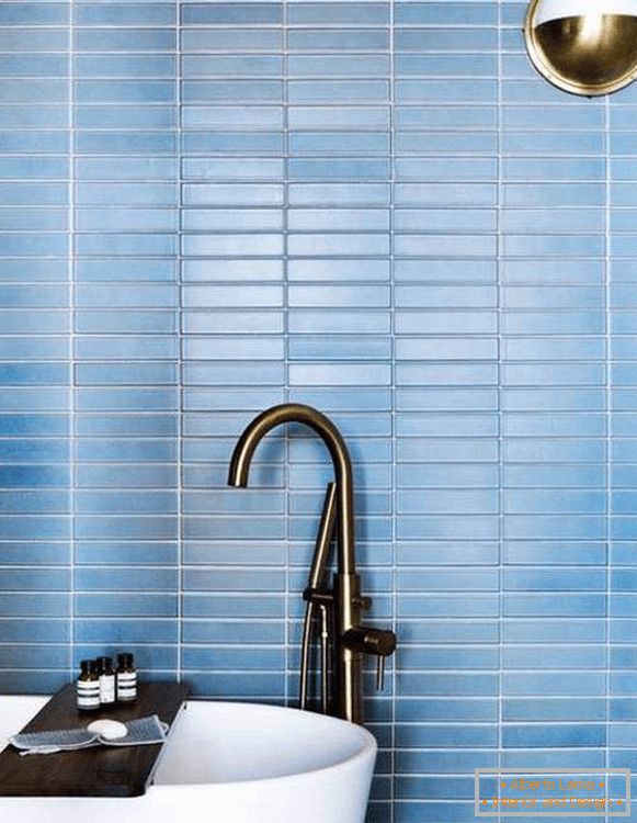 Light blue color in the interior of the bathroom