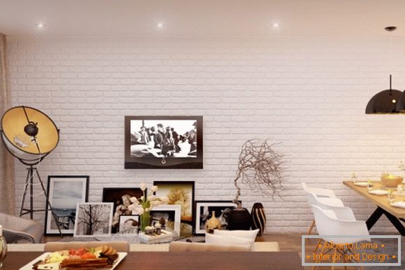 White brick wall in the interior