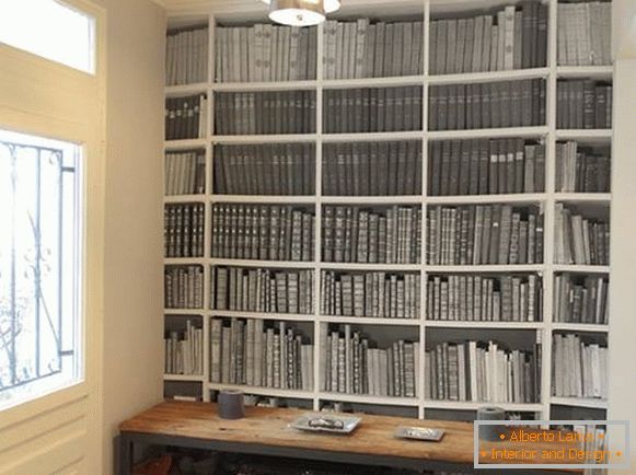 Bookcase - wallpaper in the loft style