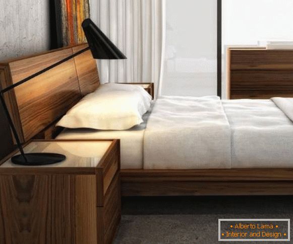 Модная кровать для спальнand andз дерева - фото в andнтерьере